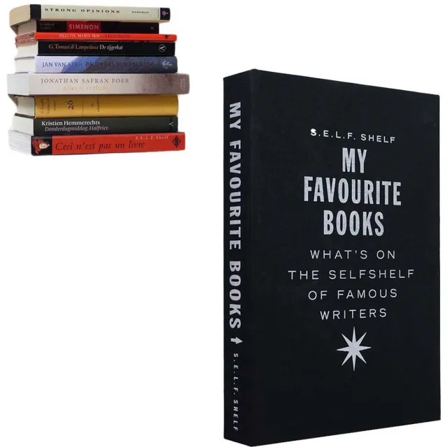 Cleverline Selfshelf - Zwevende boekenplank - Linnen - Zwart - tekst My favourite books - L 22,5 x B 15,5 x H 3,5 cm