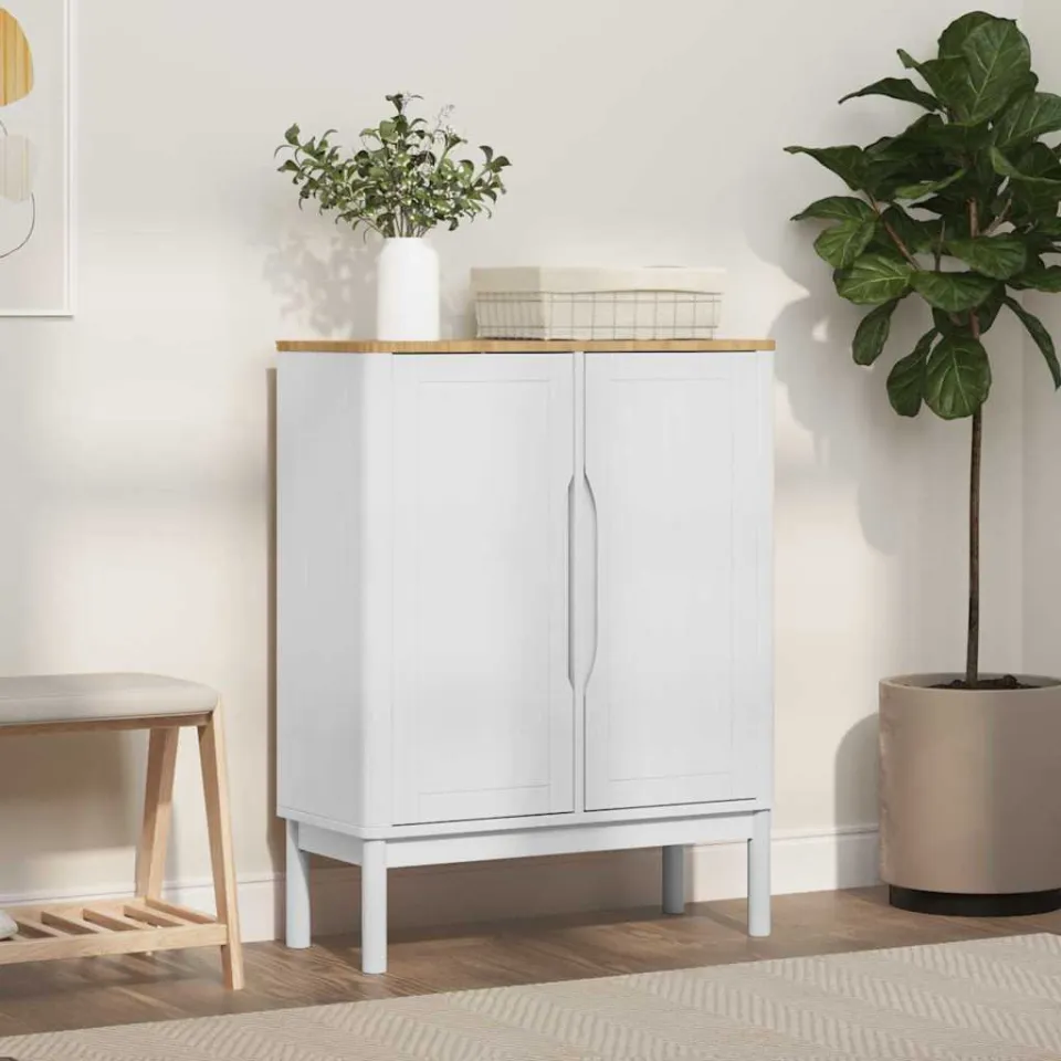 vidaXL Dressoir FLORO Wit 70 x 30 x 70,5 cm Massief Vurenhout, foto 4