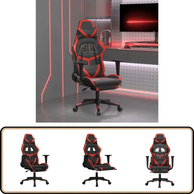 vidaXL Massage - gamestoel - met - voetensteun - kunstleer - zwart - en - rood zwart en rood