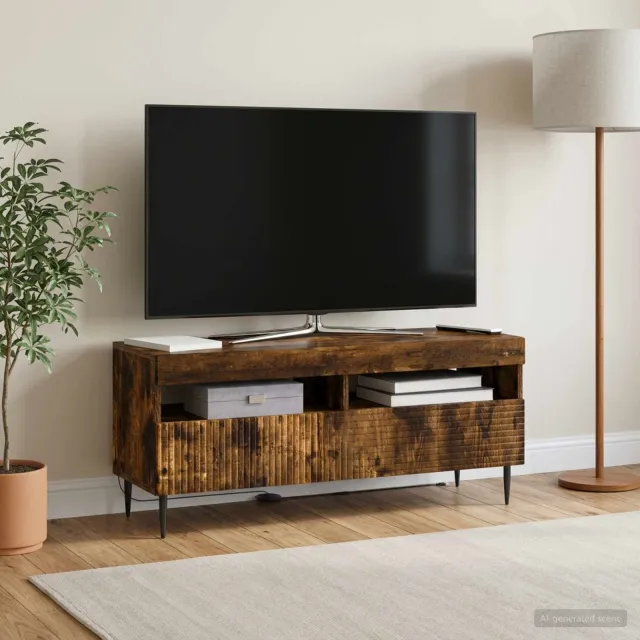 vidaXL LED tv-meubel HAARLEM 100 x 35 x 43 cm Gerookt eiken Bruin