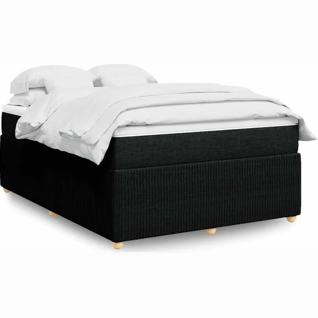 vidaXL Boxspring met matras stof zwart 140x190 cm