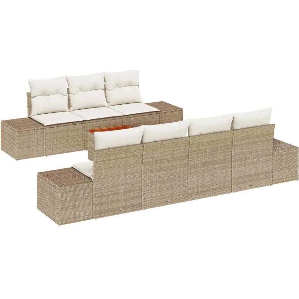 vidaXL Tuinbankenset 8 st Beige poly rattan