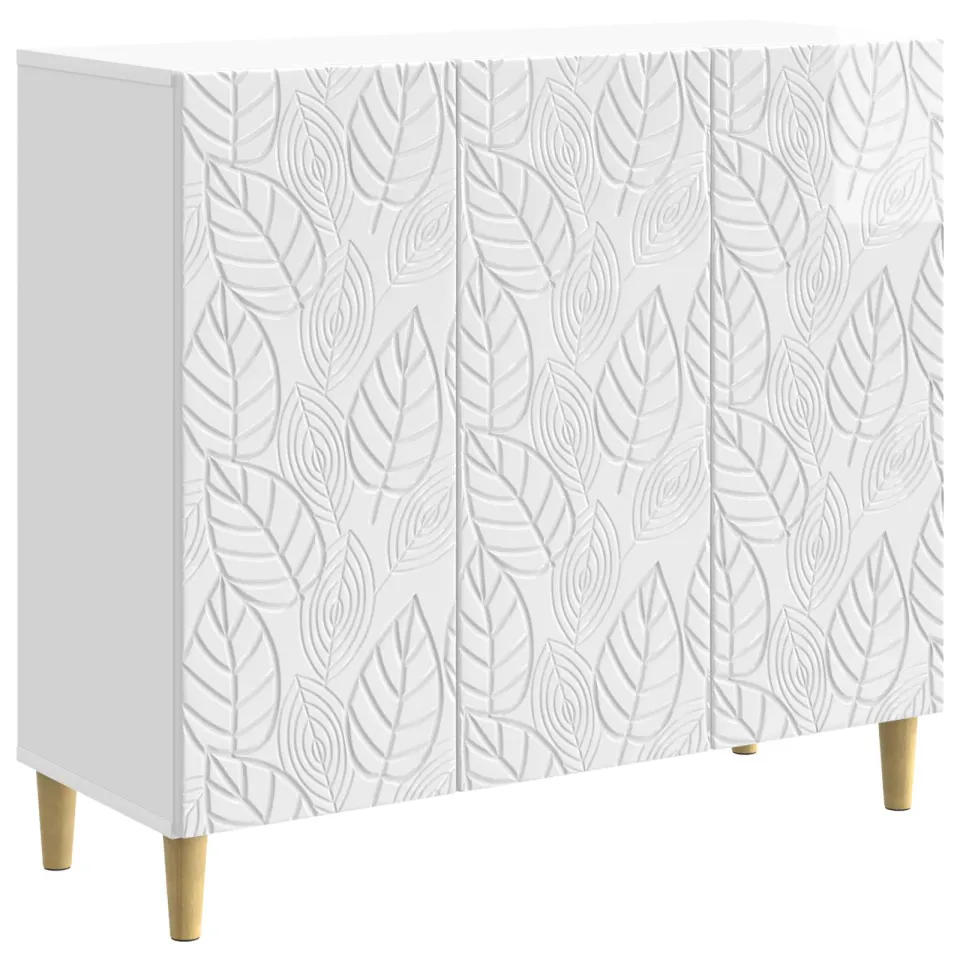vidaXL Dressoir Hoogglans Wit 89 x 34,5 x 80 cm Bewerkt hout