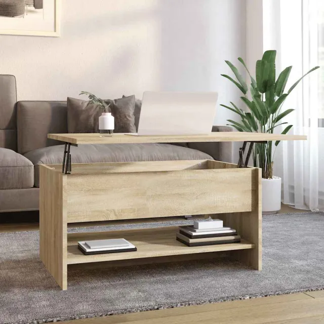 vidaXL Salontafel 80x50x40 cm bewerkt hout sonoma eikenkleurig, foto 2