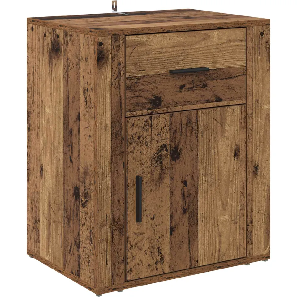 vidaXL Nachtkastje Oudhout 35 x 50 x 60 cm Bewerkt hout bruin, foto 3