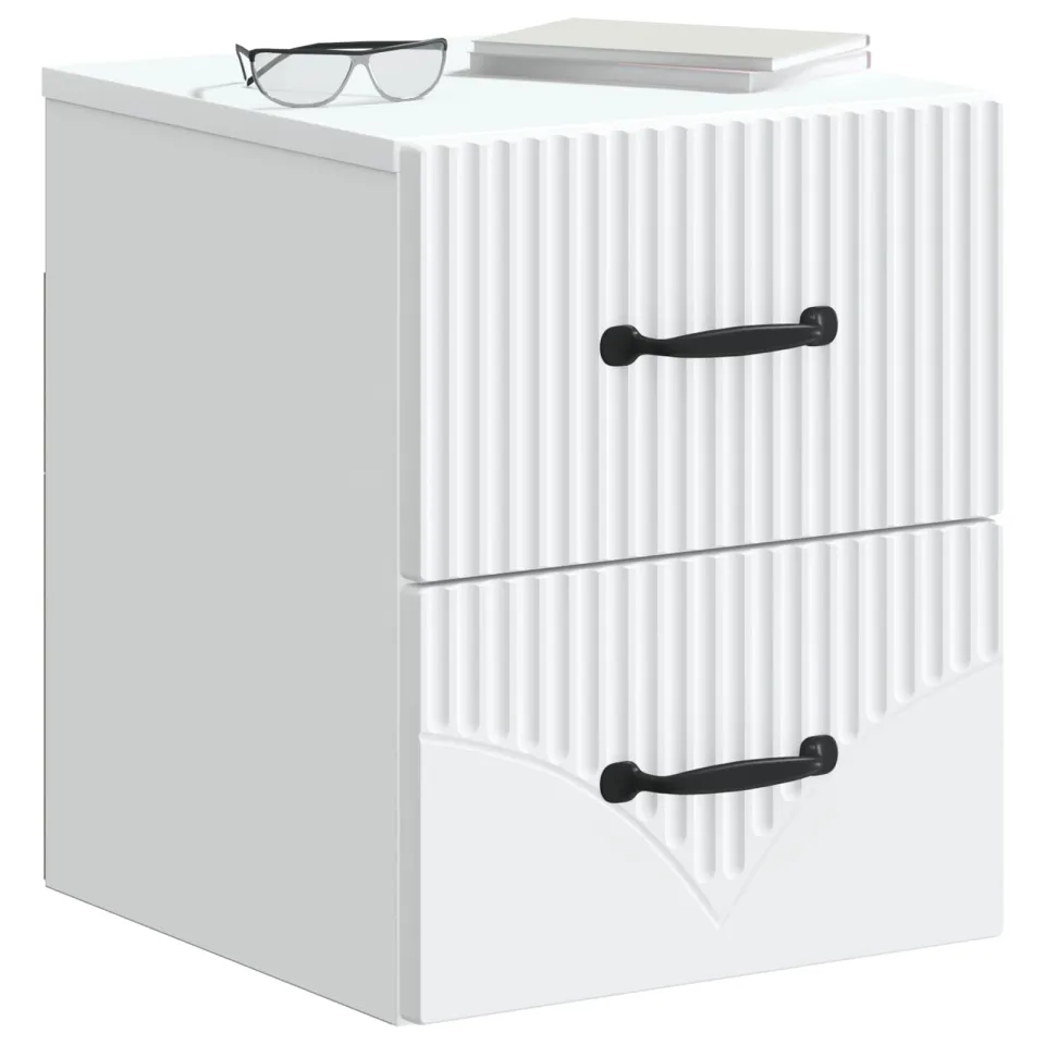vidaXL Wandbeugel Bedkast 2 st Wit 34,5 x 33 x 40 cm Bewerkt hout