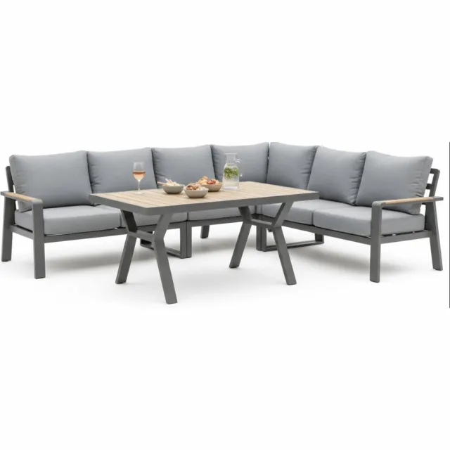 Belito Lotte Loungeset Hoekbank Nr. 4 | 288 x 220 cm | Met Vaste Diningtafel | Antraciet