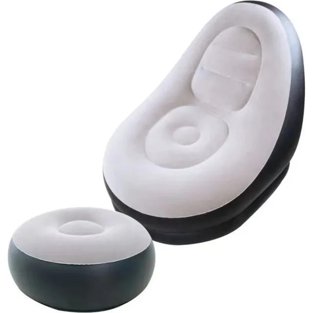 Homebloom loungestoel - Opblaasbare lounge set - Zitzak - Incl. poef - Air lounger - Fauteuil Wit