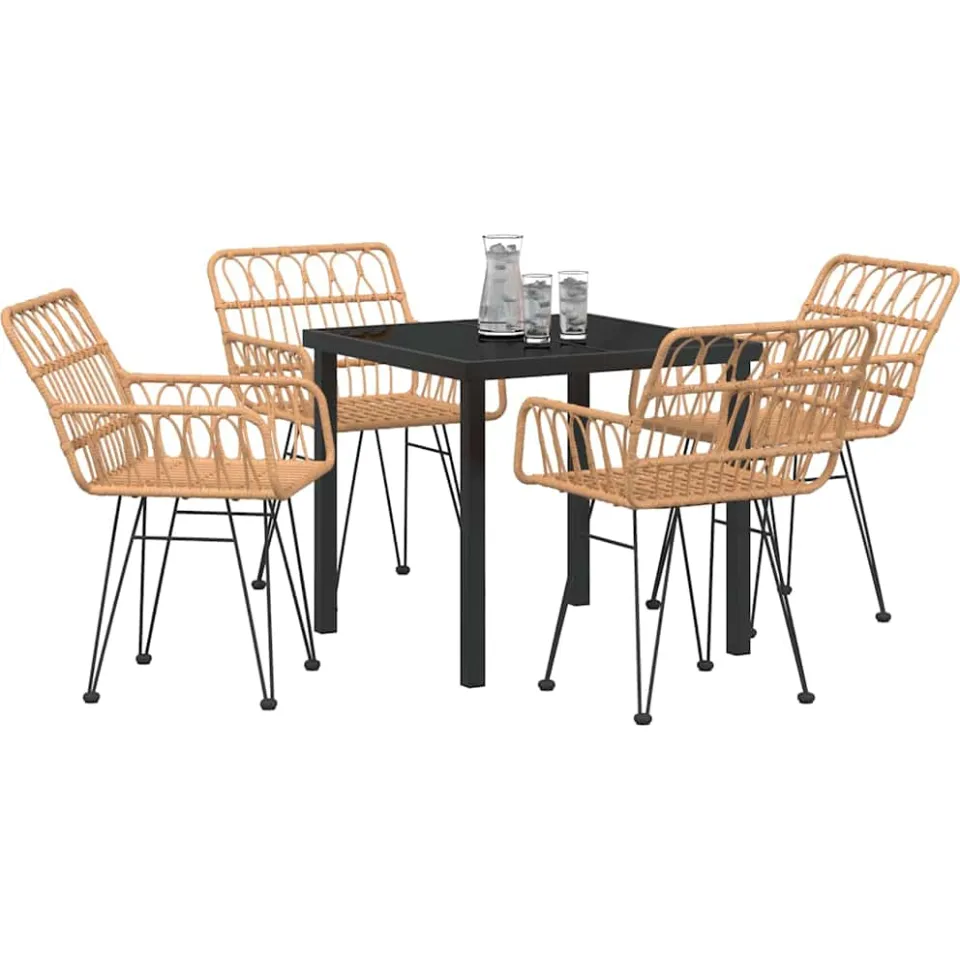 vidaXL Tuin eettafelset 5 st Bruin Gepoedercoat staal, foto 2