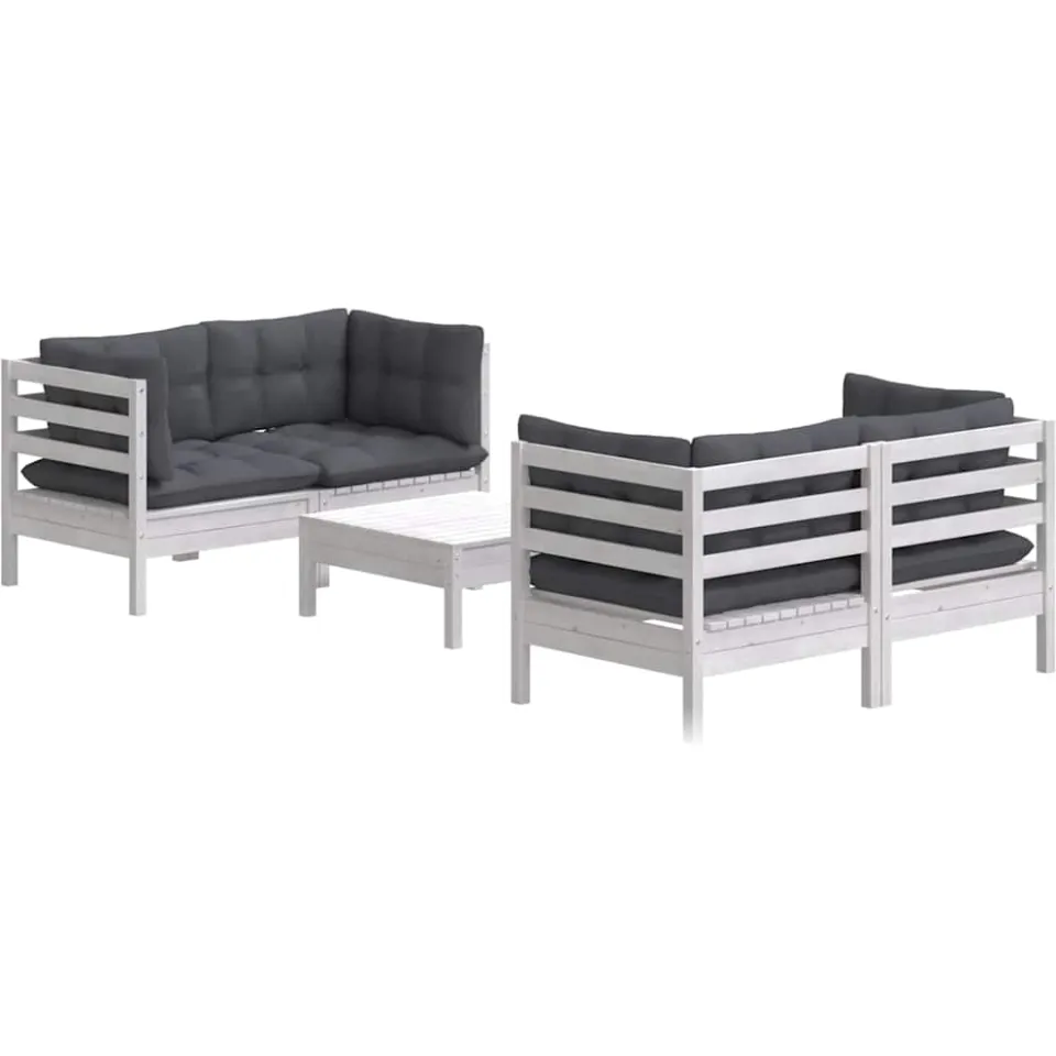 vidaXL 5-delige Loungeset met antracietkleurige kussens grenenhout, foto 2