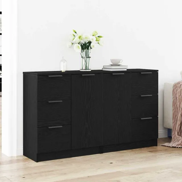 vidaXL Dressoir Zwart Eiken 120 x 30 x 70 cm Bewerkt hout, foto 2