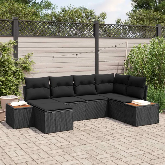 vidaXL Tuin Sofa Set 6 st Zwart poly rattan, foto 2