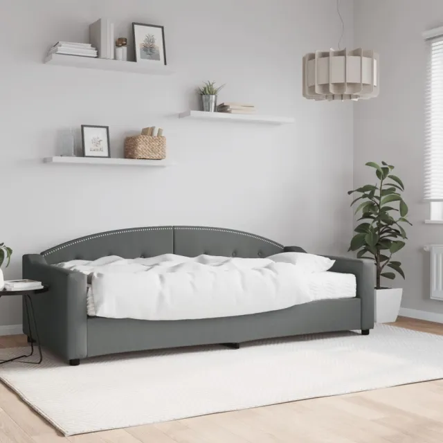 vidaXL Slaapbank met matras 90x200 cm stof donkergrijs grijs