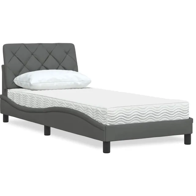 vidaXL Bed met matras stof donkergrijs 90x190 cm