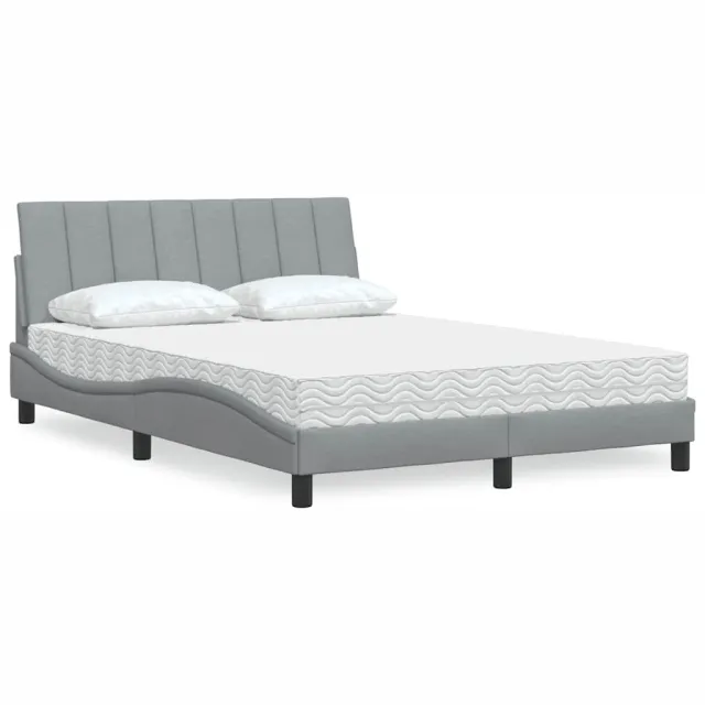 vidaXL Bed met matras "Hanko" stof lichtgrijs 140x190 cm