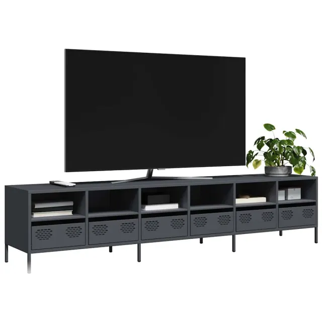 vidaXL Tv-meubel 202x39x43,5 cm koudgewalst staal antracietkleurig, foto 2