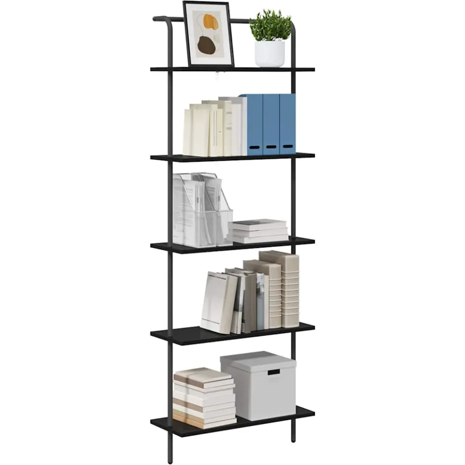 vidaXL Boekenkast 5-laags 60 x 24 x 168 cm Bewerkt hout Zwart Eiken