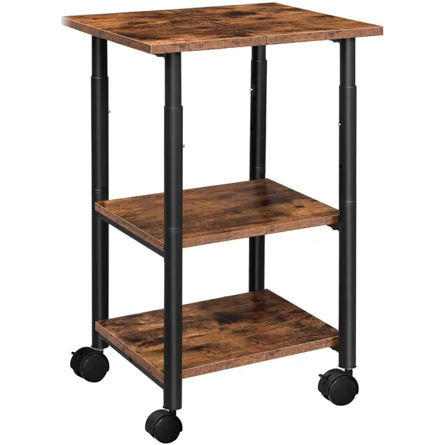 Trankielo Verstelbare Printertafel op Wielen – Compact en Ruimtebesparend – Kantoor en Thuisgebruik – Duurzame Constructie - 48,5 x 40 x 67 cm" Zwart bruin