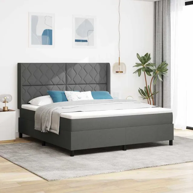 vidaXL LED Box Spring Bed met hoofdeinde Donkergrijs 180 x 200 cm Stof