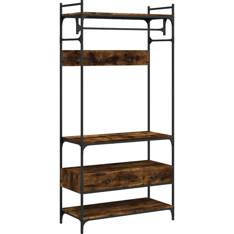 vidaXL Kledingkast met lades 89x39x184,5 cm bewerkt hout gerookt eiken Bruin