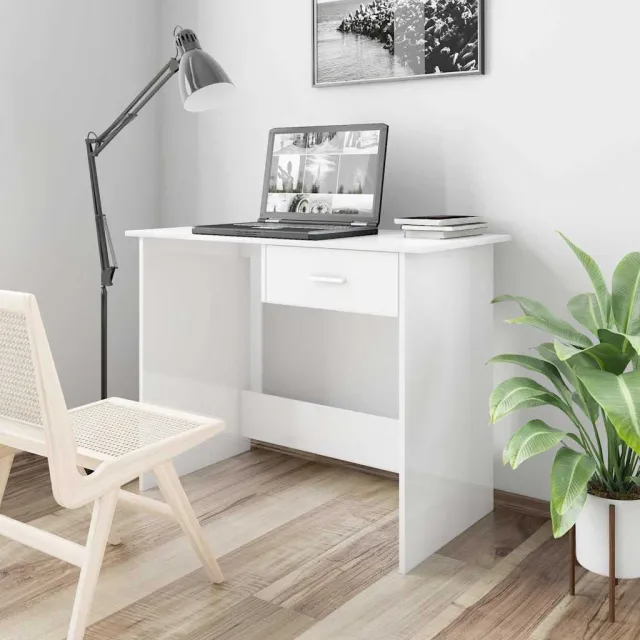 vidaXL Bureau 100x50x76 cm bewerkt hout hoogglans wit