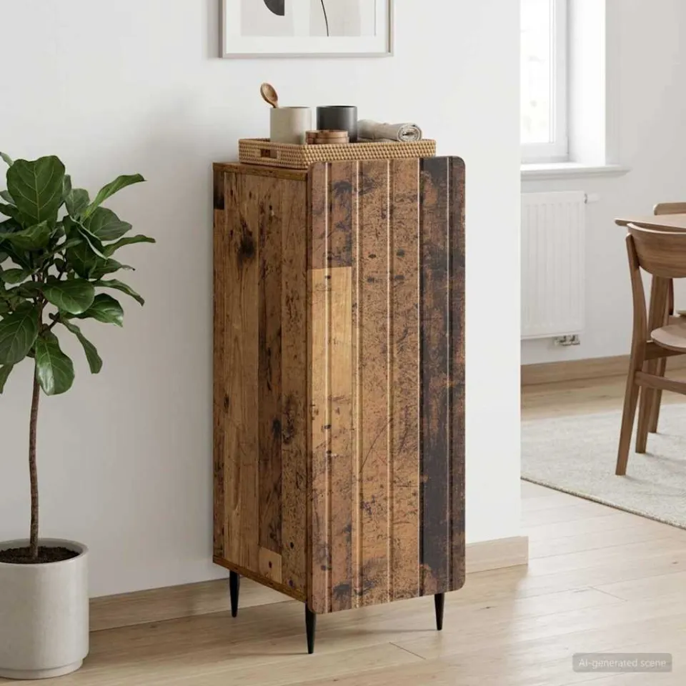 vidaXL Dressoir Oud hout 34,5 x 33 x 92 cm Bewerkt hout bruin, foto 3