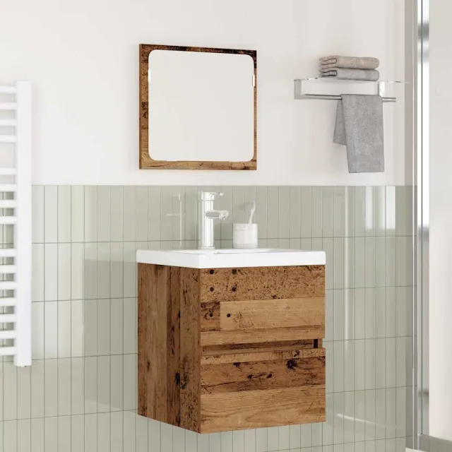 vidaXL Badkamermeubelset 2 st Oude Hout en Wit 42 x 39 x 45 cm Bruin