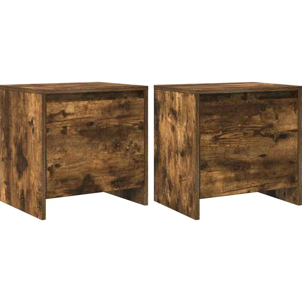 vidaXL Nachtkastjes 2 st 45x34x44,5 cm bewerkt hout gerookt eikenkleur Bruin