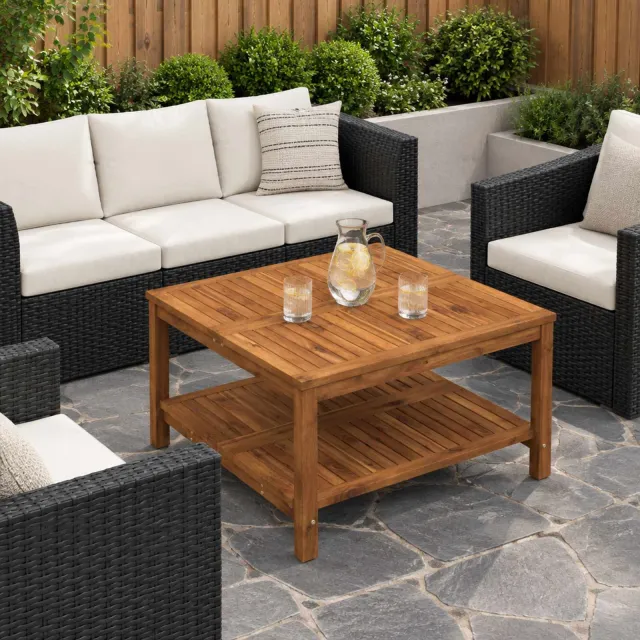 vidaXL Salontafel LAREN Naturel 80,5 x 80 x 45 cm Massief Acaciahout, foto 2