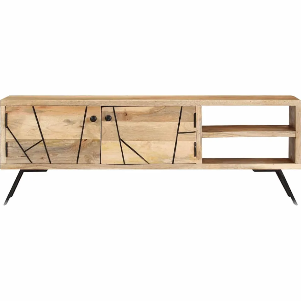 vidaXL Tv-meubel 110x30x40 cm massief mangohout beige, foto 2
