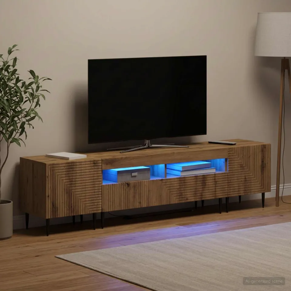 vidaXL 3-delige LED TV-kast Artisanaal eiken Bewerkt hout, foto 3