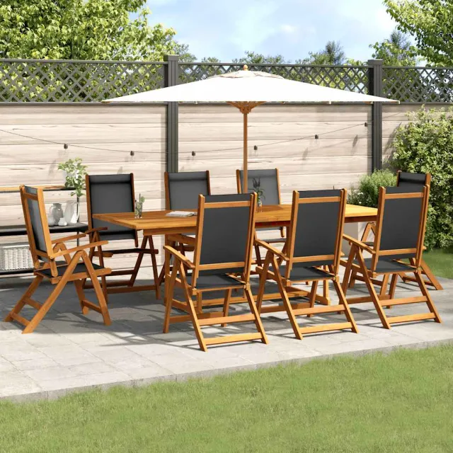 vidaXL 9-delige Tuinset massief acaciahout en textileen bruin, foto 2