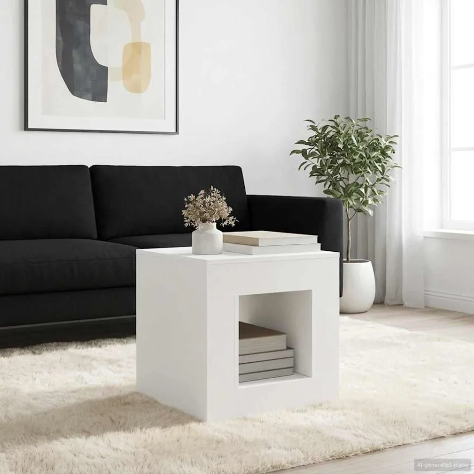 vidaXL Salontafel Wit 51.5 x 50 x 50 cm Bewerkt hout, foto 4