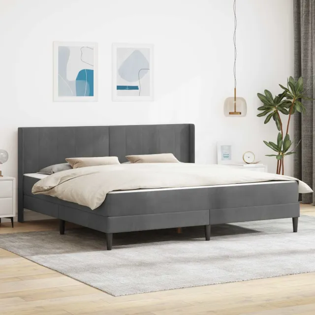 vidaXL Bedframe met matras Donkergrijs 200 x 200 cm fluweel