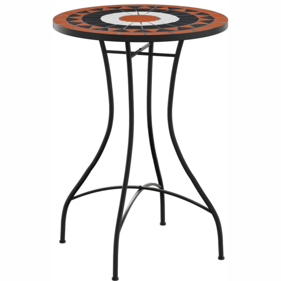 vidaXL Bistrotafel mozaïek Ø50x70 cm keramiek terracottakleurig en zwart, foto 3