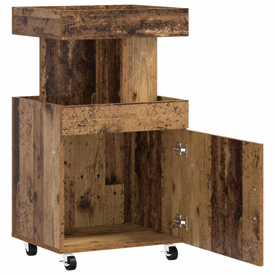 vidaXL Serveerwagen Oud hout 50 x 41 x 89 cm Bewerkt hout Bruin