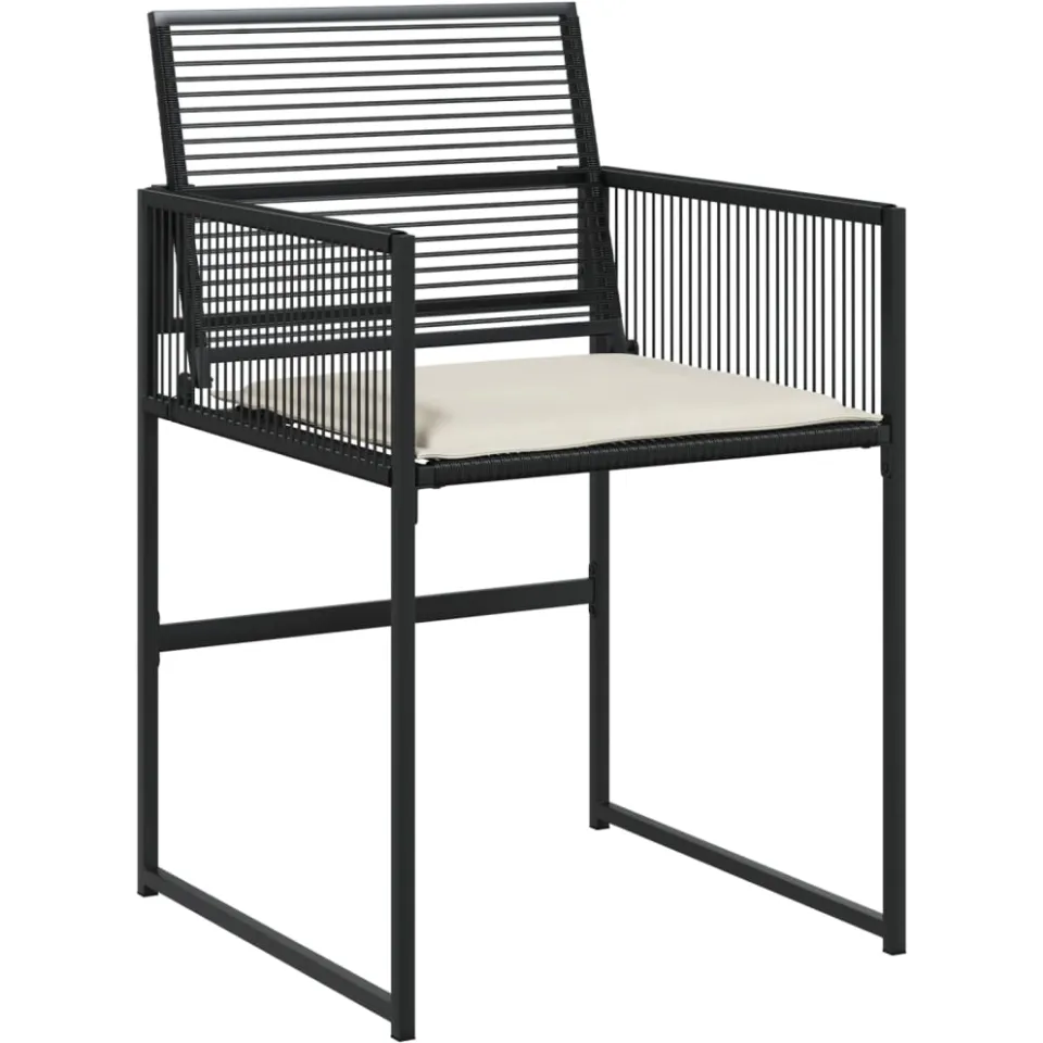 vidaXL 5-delige Tuinset met kussens poly rattan zwart