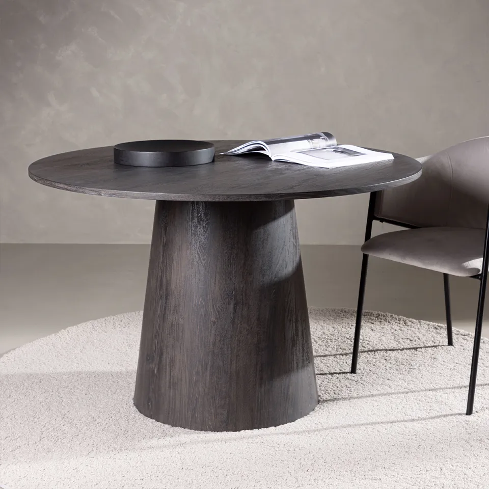 Nest living Trude houten eettafel donkerbruin - Ø 120 cm bruin, foto 2