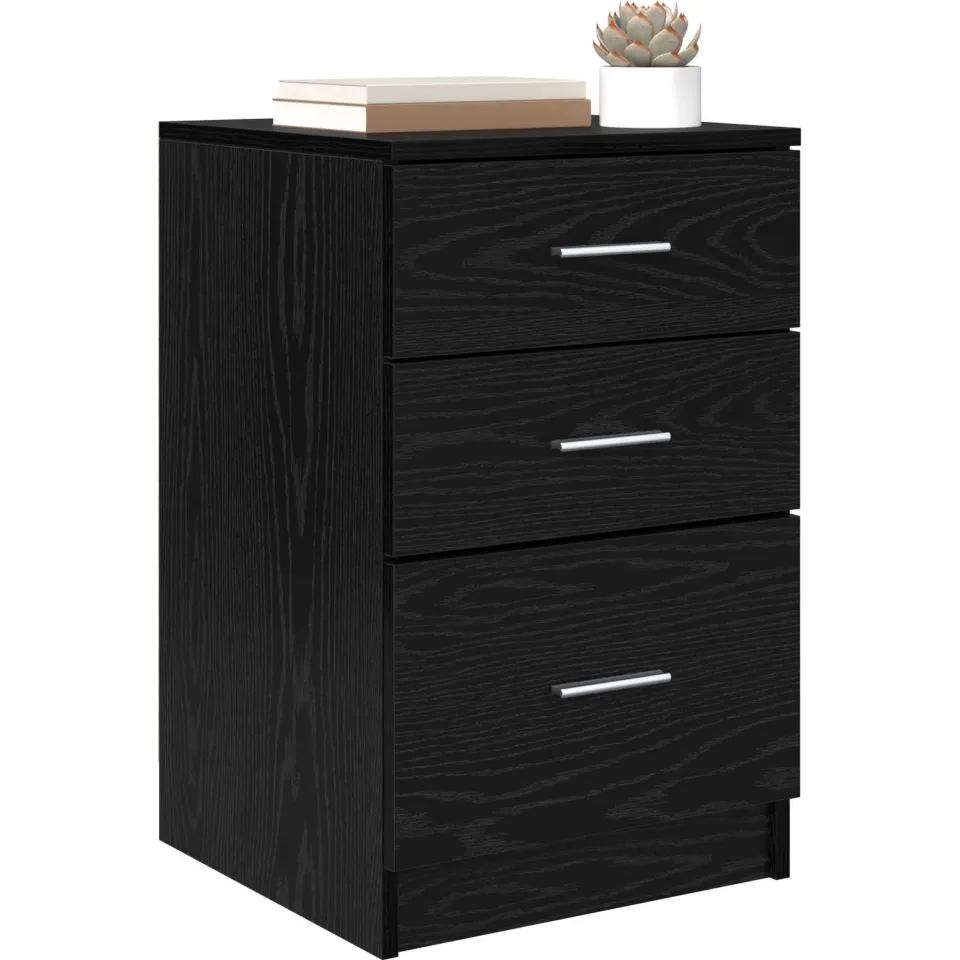 vidaXL Nachtkastje Zwart Eiken 40 x 40 x 63 cm Bewerkt hout