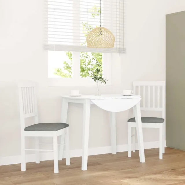 vidaXL Eetkamerstoelen met kussens 2 st massief hout rubber wit