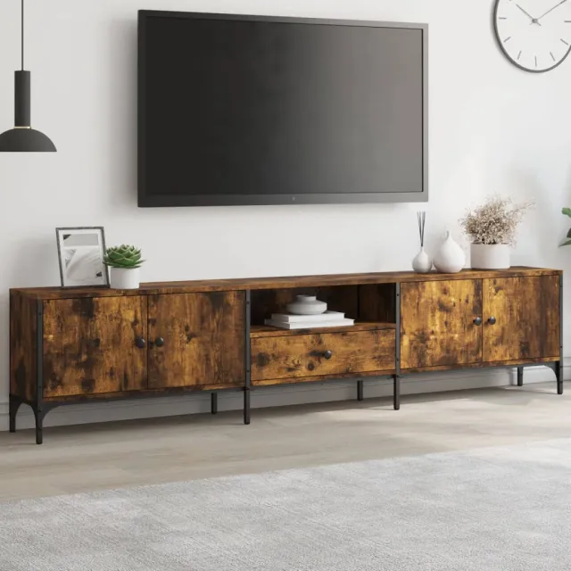 vidaXL Tv-meubel met lade 200x25x44 cm bewerkt hout gerookt eikenkleur Bruin