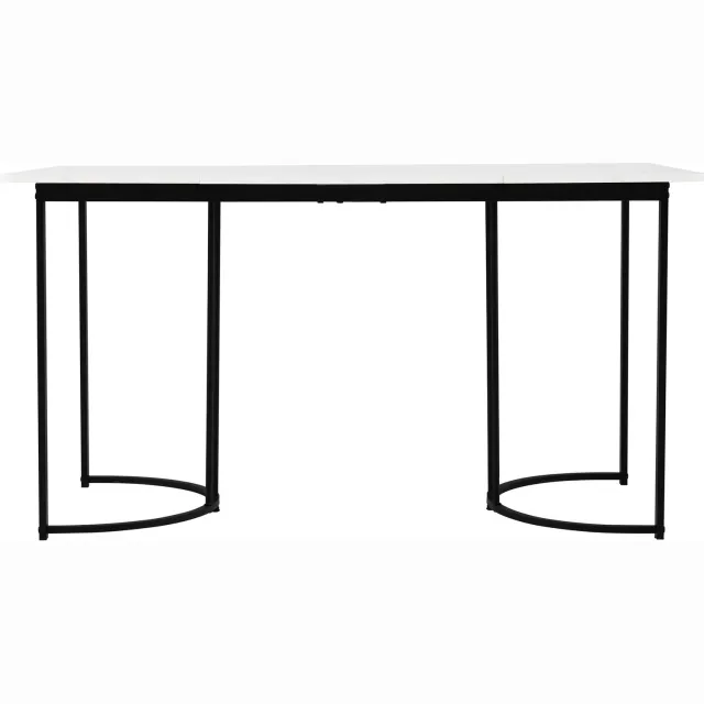 SONNENH Eettafel - Marmerlook en metalen onderstel - 140 x 80 x 75 cm - Wit/zwart