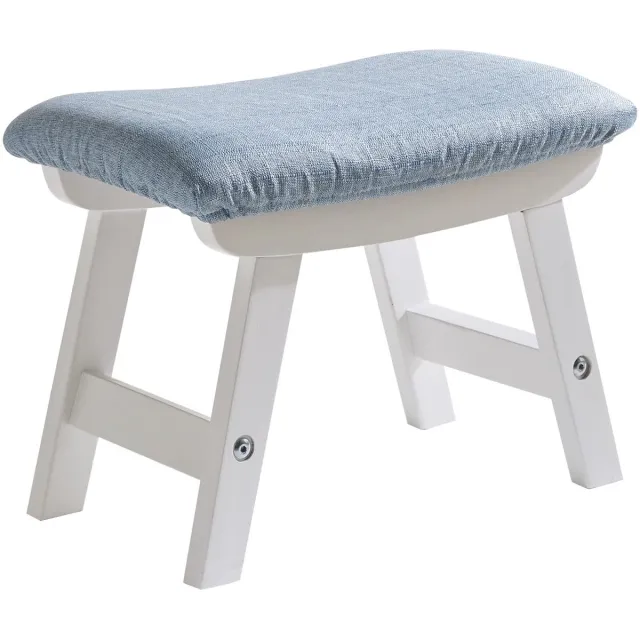 Unyqoos ® Houten Voetkruk Met Antislipmat En Comfortabel Kussen Voor Multifunctioneel Gebruik In Huis Blauw