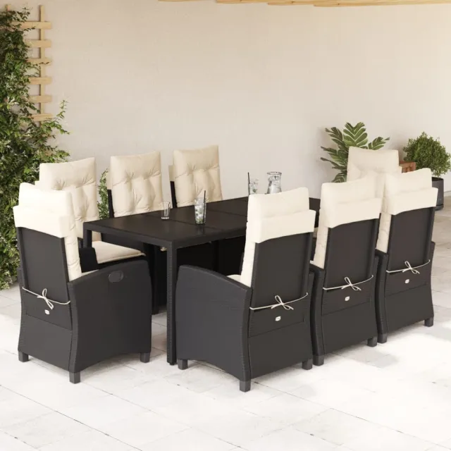 vidaXL 9-delige Tuinset poly rattan zwart, foto 2
