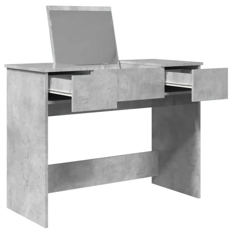 vidaXL Kaptafel met spiegel 100x45x76 cm betongrijs grijs, foto 4