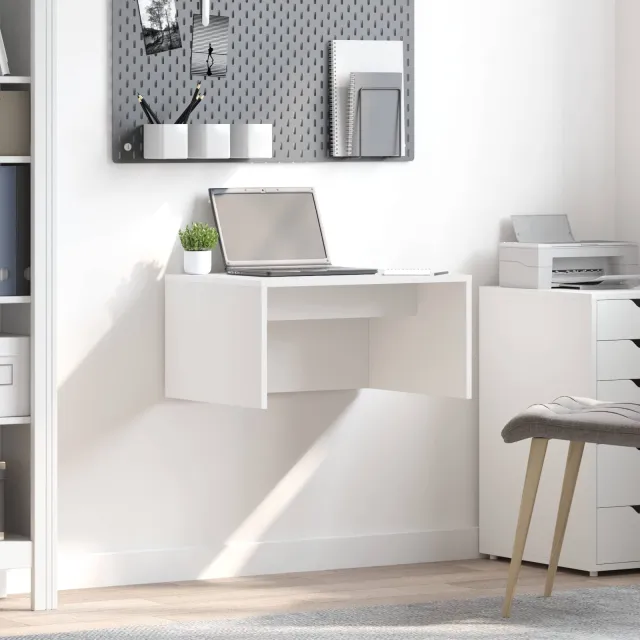 vidaXL Wandbureau Wit Bewerkt hout 60 x 45 x 30 cm