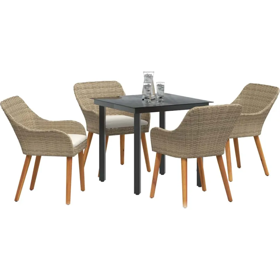vidaXL Tuin eettafelset 5 st Beige poly rattan