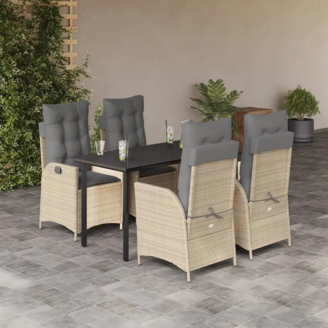 vidaXL 5-delige Tuinset met kussens poly rattan beige
