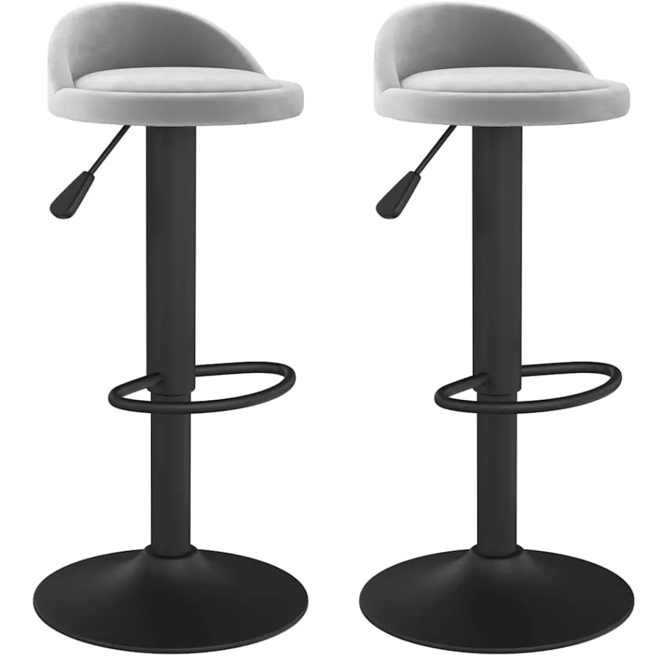 vidaXL Barkrukken 2 st fluweel lichtgrijs grijs, foto 3