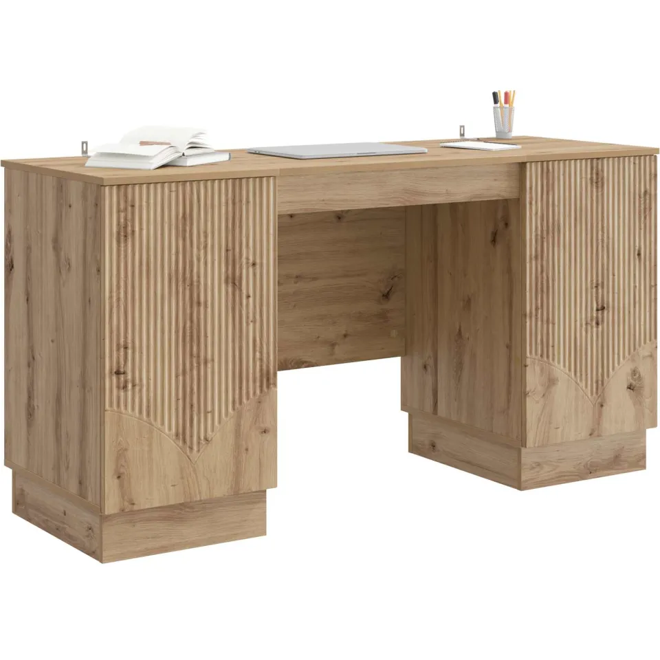vidaXL Bureau Artisanaal eiken 142,5 x 50 x 75 cm Bewerkt hout Bruin
